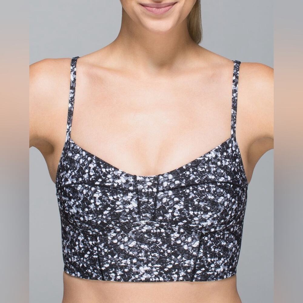 Lululemon Core Set Sports Bra Shimmy Shimmer Black White Size 6